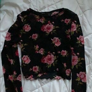 Forever 21 Floral Mesh Long Sleeve